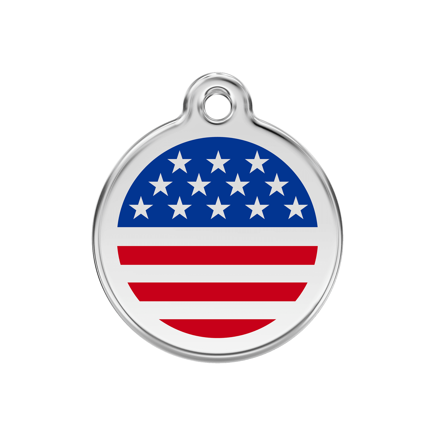 Vue avant - Médaille personnalisée pour chien ou chat - Drapeau américain - Bleu foncé - Red Dingo
