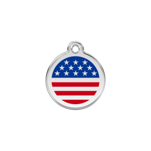 Small Dark Blue American Flag Cat ID Tag