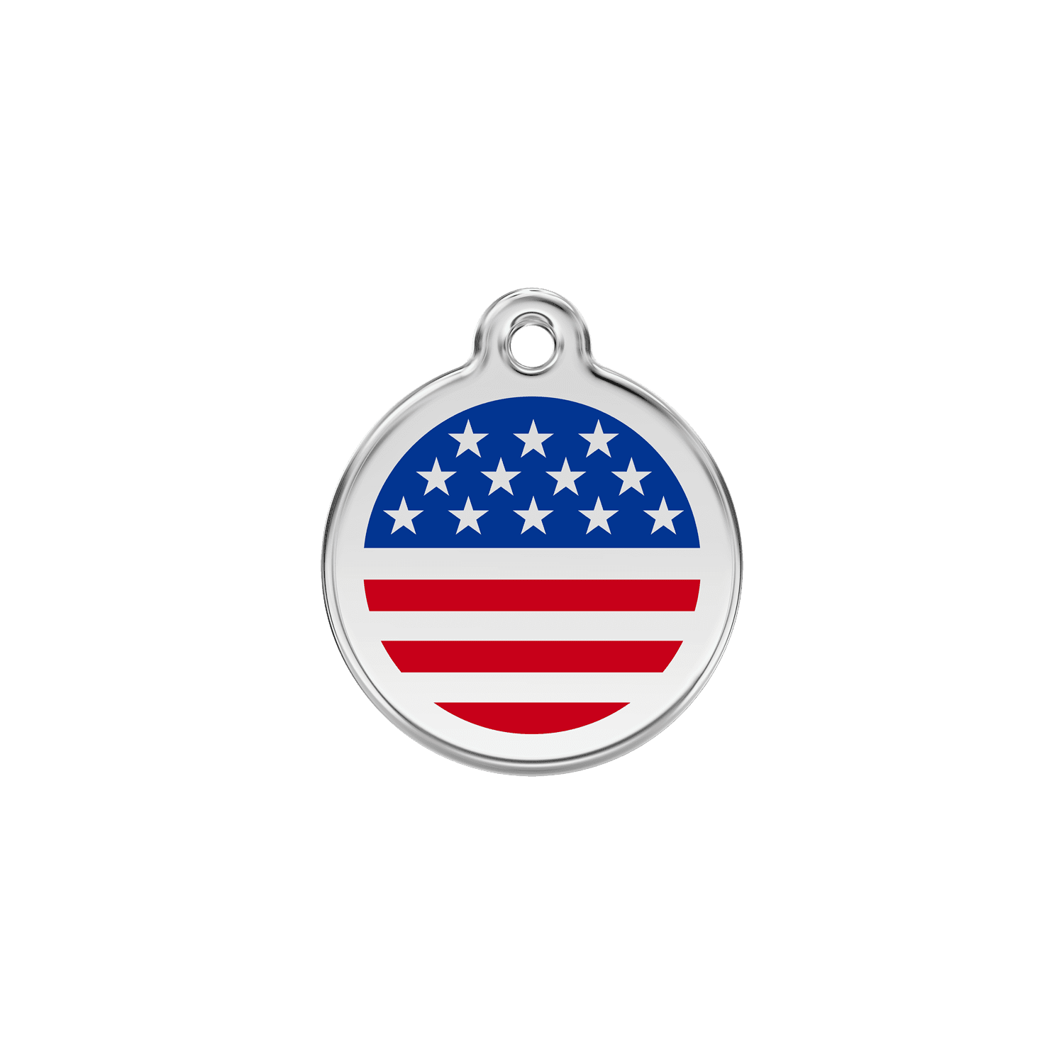 Vue avant - Médaille personnalisée pour chien ou chat - Red Dingo - Drapeau américain - Size S - Bleu foncé