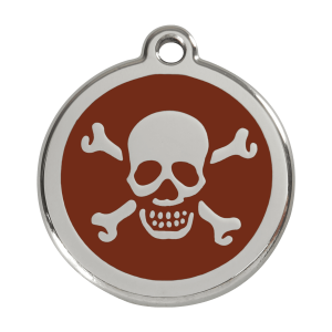 Brown Skull Dog ID Tag Large Enamel & Stainless Steel