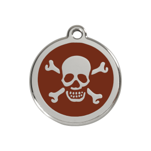 Brown Skull Dog ID Tag Medium Enamel & Stainless Steel
