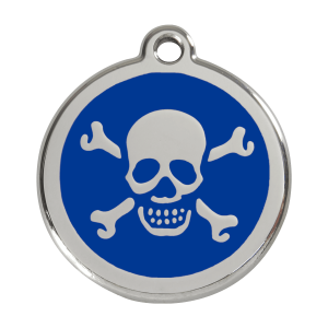 Dark Blue Skull Dog ID Tag Large