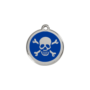 Dark Blue Skull Cat ID Tag Small