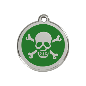 Green Skull Dog ID Tag Medium