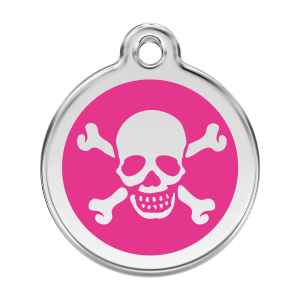 Bright Pink Skull Dog ID Tag Large