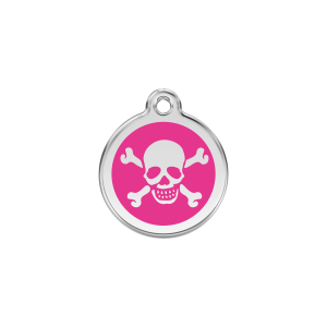 Bright Pink Skull Cat ID Tag Small