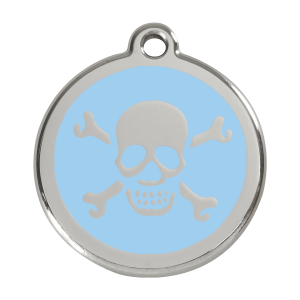 Light Blue Skull Dog ID Tag Large