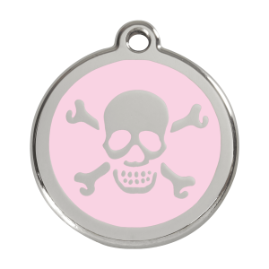 Pink Skull Dog ID Tag Large