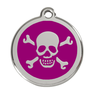 Purple Skull Dog ID Tag Large Enamel & Stainless Steel