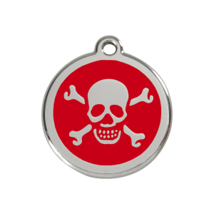 Red Skull Dog ID Tag Medium Enamel & Stainless Steel