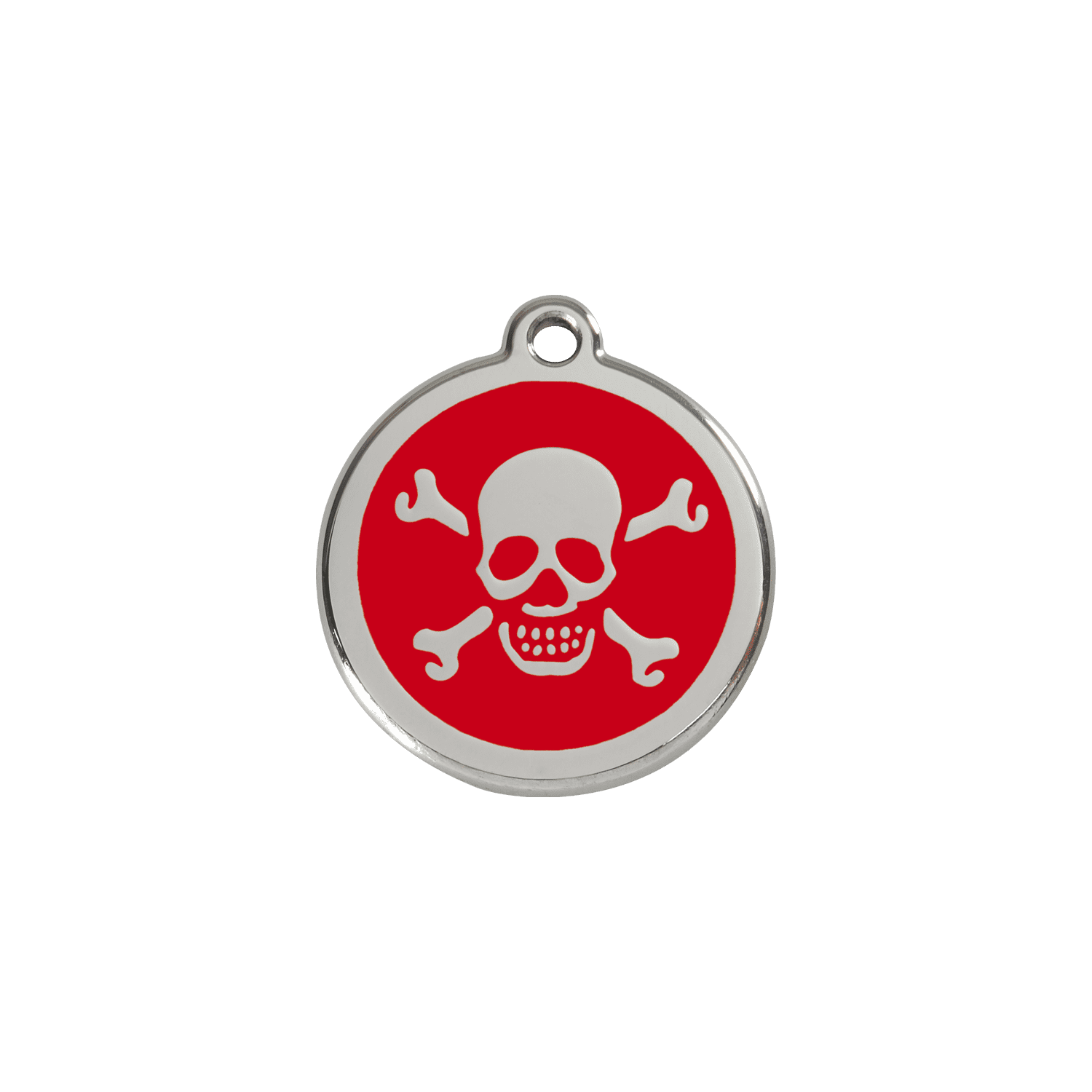 Vue avant - Médaille personnalisée Red Dingo Émail/Acier inoxydable - Tête de mort - Rouge - Size S