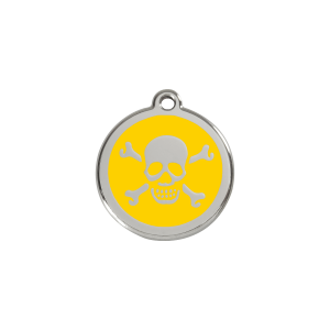 Yellow Skull Cat ID Tag Small Enamel & Stainless Steel