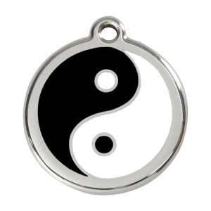 Black Yin Yang Dog ID Tag Large