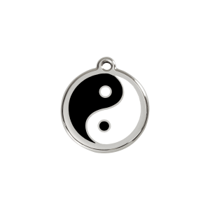 Black Yin Yang Cat ID Tag Small
