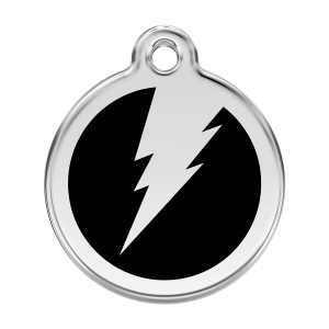 Black Lightning Bolt Dog ID Tag Large