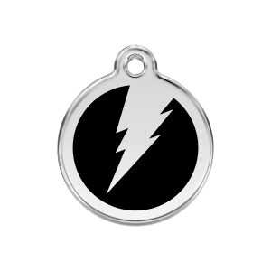 Black Lightning Bolt Dog ID Tag Medium