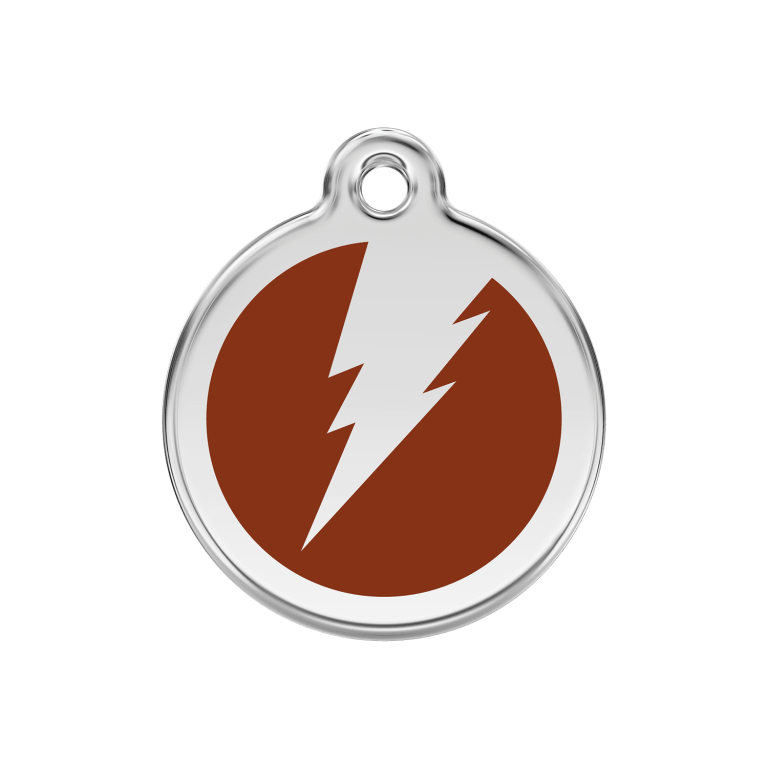 Vue avant - Médaille personnalisée pour chien Red Dingo 30mm Brun - Émail et acier inoxydable