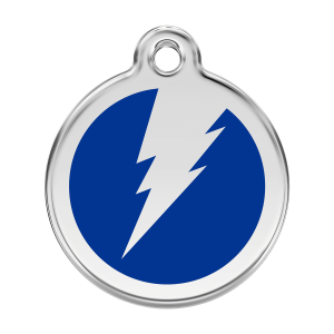 Dark Blue Lightning Bolt Dog ID Tag Large