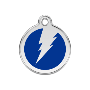 Dark Blue Lightning Bolt Dog ID Tag Medium
