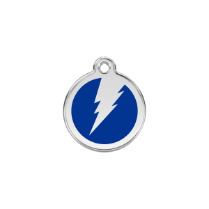 Dark Blue Lightning Bolt Cat ID Tag Small