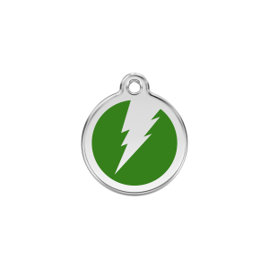 Green Lightning Bolt Cat ID Tag Small
