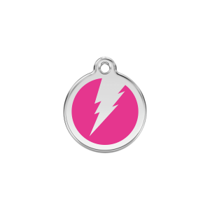 Bright Pink Lightning Bolt Cat ID Tag Small