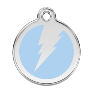 Light Blue Lightning Bolt Dog ID Tag Large