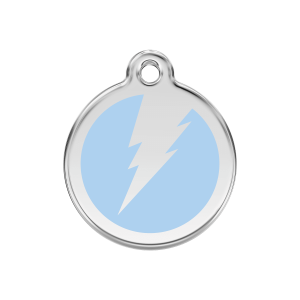 Light Blue Lightning Bolt Dog ID Tag Medium
