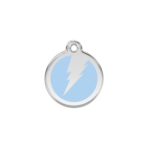 Light Blue Lightning Bolt Cat ID Tag Small