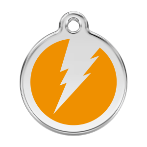 Large Dog ID Tag with Orange Lightning Bolt