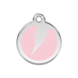 Medium Pink Lightning Bolt Dog ID Tag
