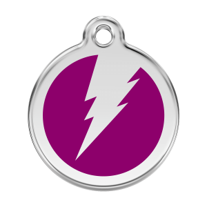 Purple Lightning Bolt Dog ID Tag Large