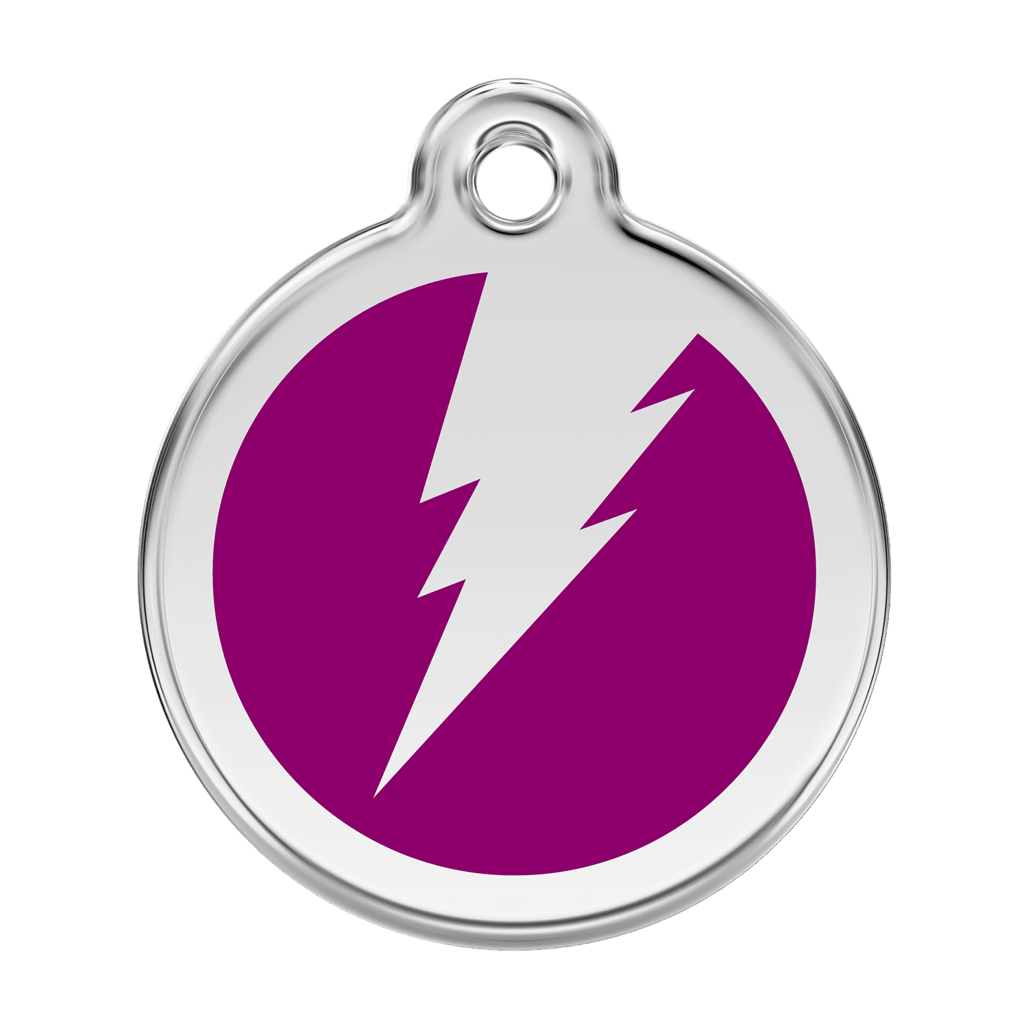 Vue avant - Médaille personnalisable pour chien Red Dingo Émail et acier inoxydable Violet Clair - Size L