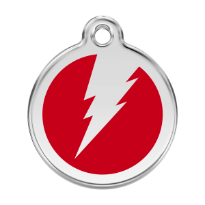 Red Lightning Bolt Dog ID Tag Large