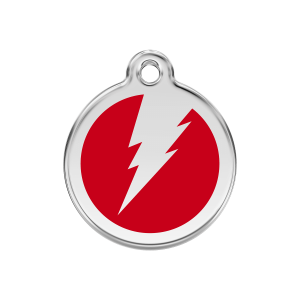 Red Lightning Bolt Dog ID Tag Medium