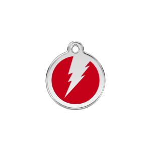 Red Lightning Bolt Cat ID Tag Small