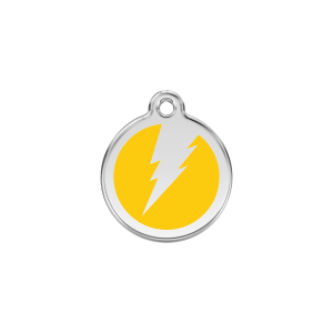 Yellow Lightning Bolt Cat ID Tag Small