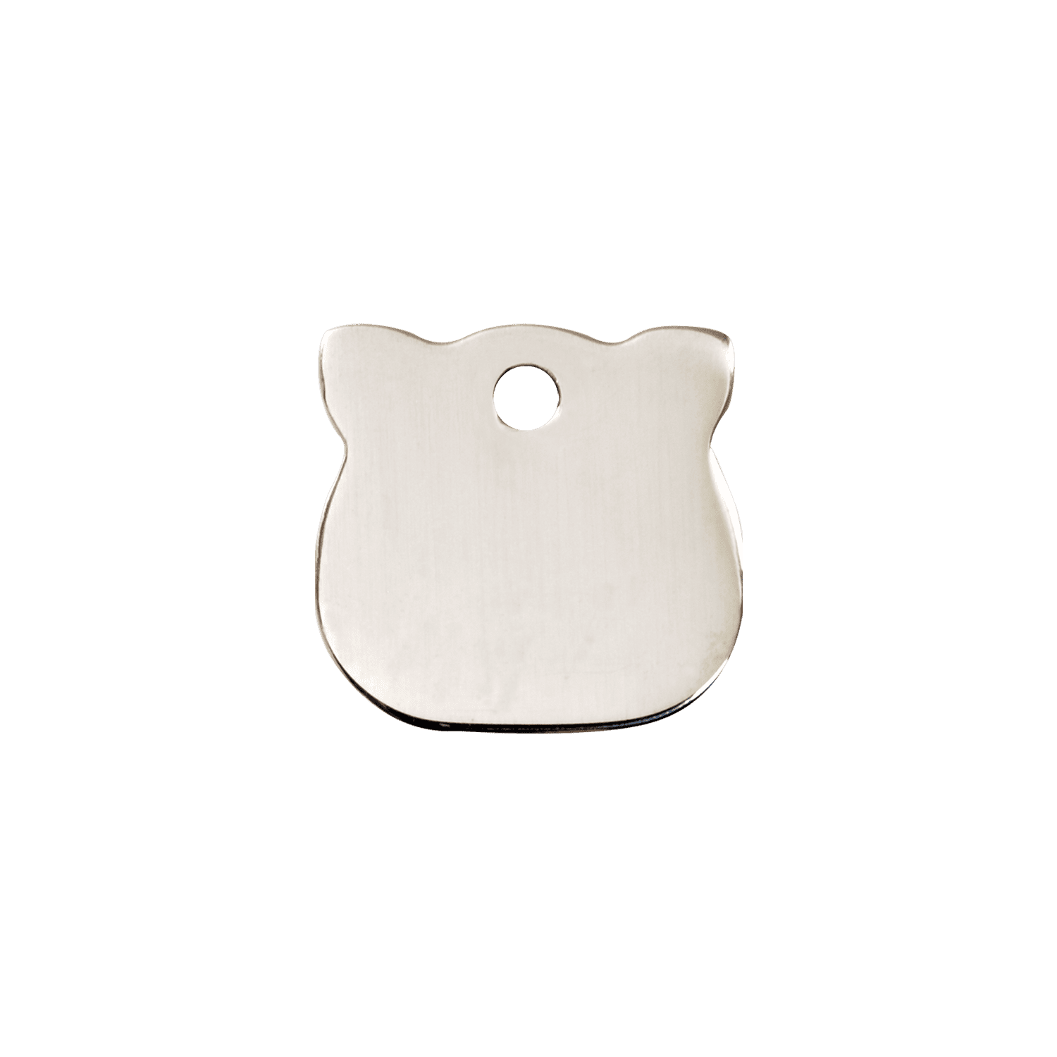 Vue avant - Médaille personnalisée pour chat Red Dingo - Plat en acier inoxydable - Tête de chat - Size S