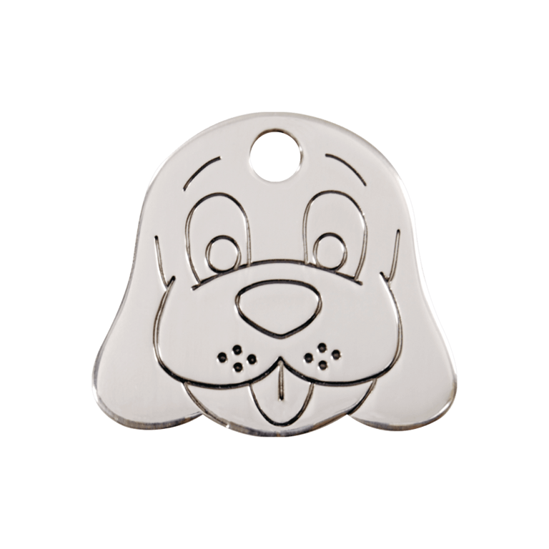 Vue avant - Médaille personnalisée pour chien Red Dingo en acier inoxydable - Tête de chien - Size M