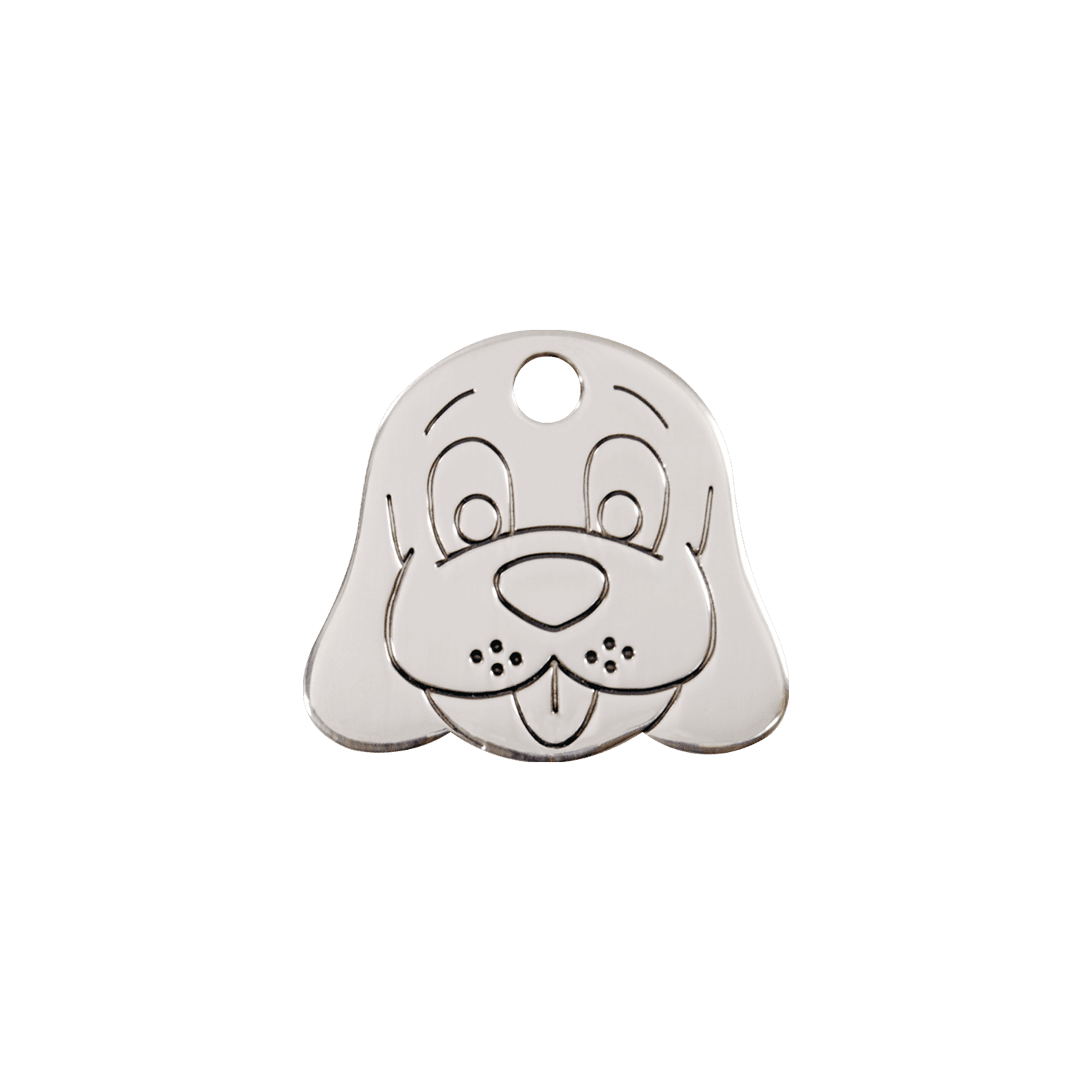 Vue avant - Médaille personnalisée Red Dingo pour chien ou chat - Plat acier inoxydable - Tête de chien - Size S