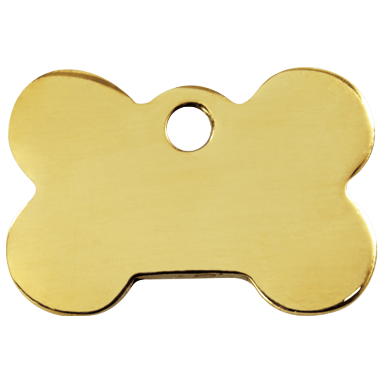 Vue avant - Médaille personnalisée pour chien Red Dingo Laiton plat Os - Gravure incluse