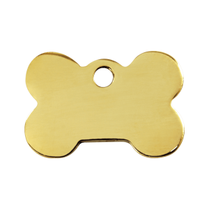 Bone Dog ID Tag Medium Flat Brass