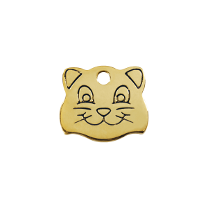 Small Cat Head Brass ID Tag