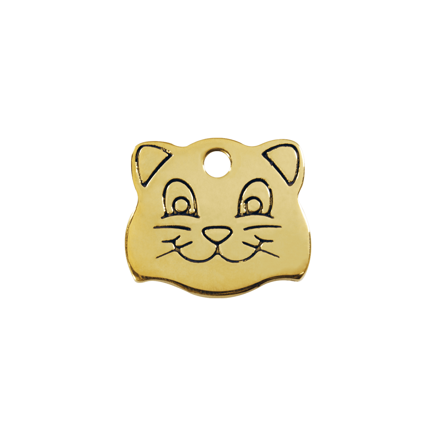 Vue avant - Médaille personnalisée pour chat Red Dingo Laiton plat - Tête de chat - Size S