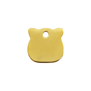 Small Cat Head Brass ID Tag