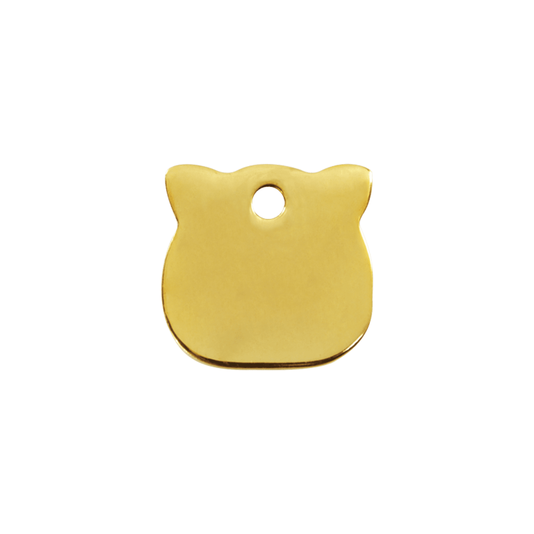 Vue avant - Médaille personnalisable pour chat Red Dingo Laiton plat tête de chat - Size S - 03-CH-ZZ-SM