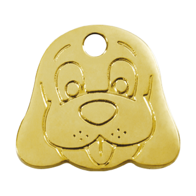 Vue avant - Médaille personnalisable pour chien Red Dingo Laiton plat motif tête de chien - 03-DF-ZZ-LG