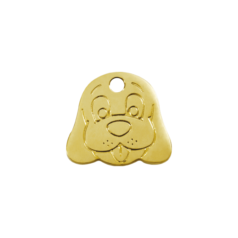 Vue avant - Médaille personnalisable Red Dingo Laiton plat - Tête de chien - Size S