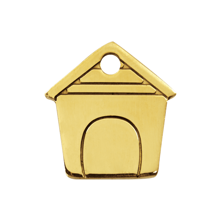Vue avant - Médaille personnalisée pour chien Red Dingo Laiton plat - Motif Niche - Size M