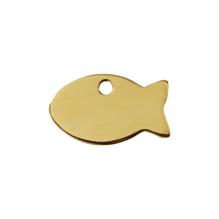 Vue avant - Médaille personnalisable Red Dingo Laiton plat motif poisson - Size S - 03-FI-ZZ-SM